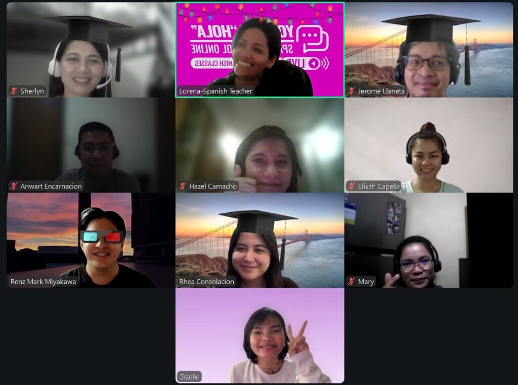 You Say Hola students together on a live Zoom class